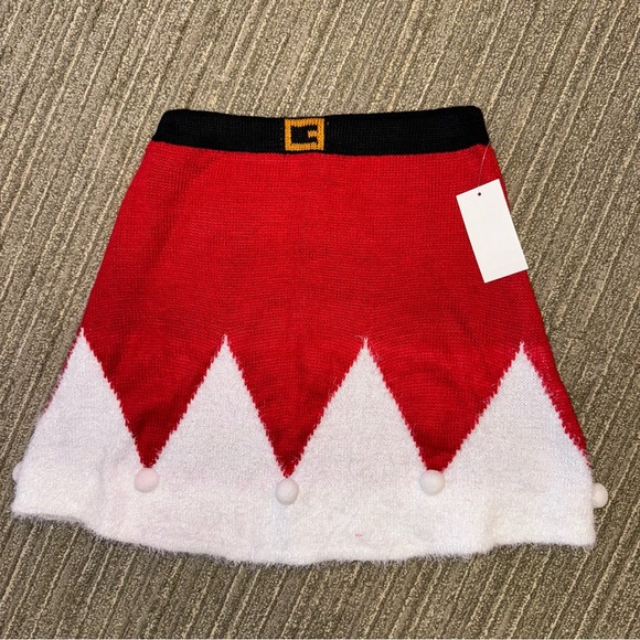 Planet Gold Santa Holiday Mini Sweater Skirt - Picture 1 of 4